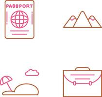 pasaporte y montaña icono vector