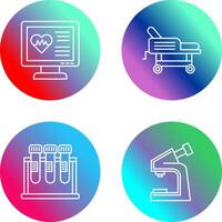 Cardiogram and Hospital Bed Icon vector