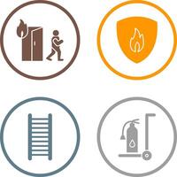 running from fire and fire shield Icon vector