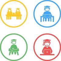 Combined Study and Studying on Desk Icon vector