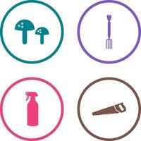 Mushrooms and Gardening Fork Icon vector