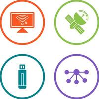 Disconnected Network and Satellite Icon vector