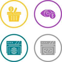 compras cesta y ojo icono vector