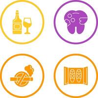 vino y caries icono vector