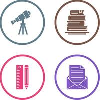 Telescope and BooksSnack and Money Icon vector