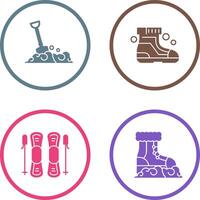 Shovel and Ski Boots Icon vector