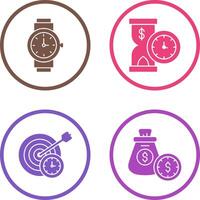 Wrist Watch and Time is Money Icon vector