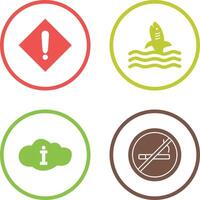 caution sign and dangerous shark Icon vector