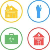 house on fire and gloves Icon vector