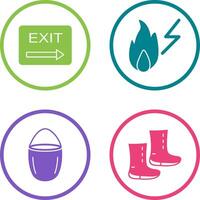 exit and electricity fire Icon vector