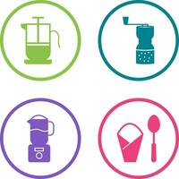 french press and coffee grinder Icon vector