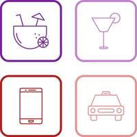 coconut drink and cocktail drink Icon vector