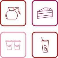 cake slice and coffee pot Icon vector