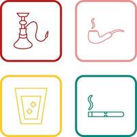 hookah and lit smoking pipe Icon vector