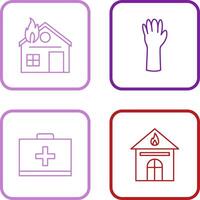 house on fire and gloves Icon vector