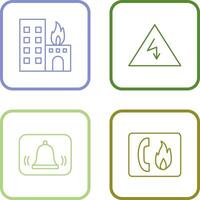 burning building and electricity danger Icon vector