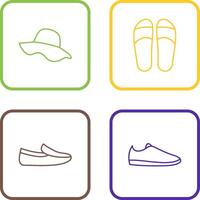 sombrero y zapatillas icono vector