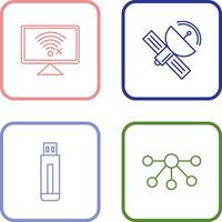 Disconnected Network and Satellite Icon vector