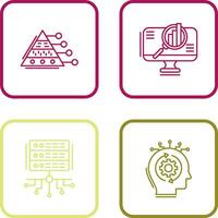 Pyramid Graph and Search Icon vector