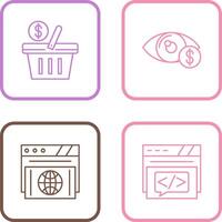 compras cesta y ojo icono vector