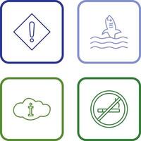 caution sign and dangerous shark Icon vector