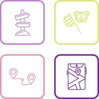 Butterfly Catcher and Road Sign Icon vector