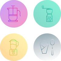 french press and coffee grinder Icon vector