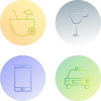 coconut drink and cocktail drink Icon vector