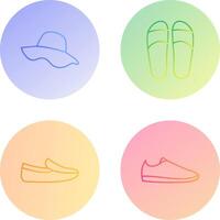 sombrero y zapatillas icono vector