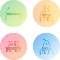 study desk and studying on desk Icon vector