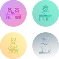 Combined Study and Studying on Desk Icon vector