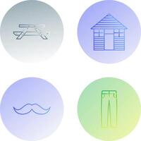 Picnic of Table and Wood Cabin Icon vector