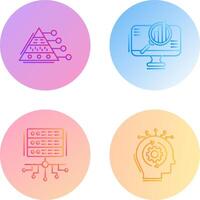 Pyramid Graph and Search Icon vector