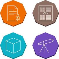 unlock document and piece of code Icon vector