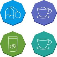 tea bag and creamy coffee Icon vector