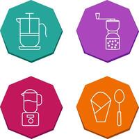 french press and coffee grinder Icon vector