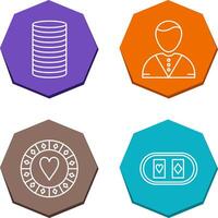 casino dealer and stack of coins Icon vector