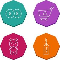 coins and unlock cart Icon vector