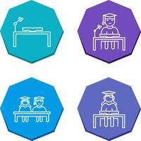 study desk and studying on desk Icon vector