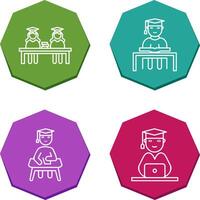 Combined Study and Studying on Desk Icon vector