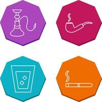 hookah and lit smoking pipe Icon vector