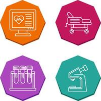 Cardiogram and Hospital Bed Icon vector