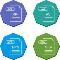 mp4 y avi icono vector