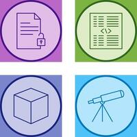 unlock document and piece of code Icon vector