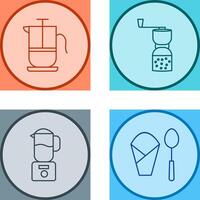 french press and coffee grinder Icon vector