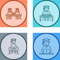 Combined Study and Studying on Desk Icon vector