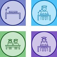 study desk and studying on desk Icon vector