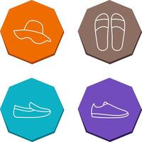 sombrero y zapatillas icono vector