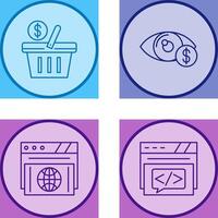 compras cesta y ojo icono vector