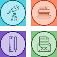 Telescope and BooksSnack and Money Icon vector